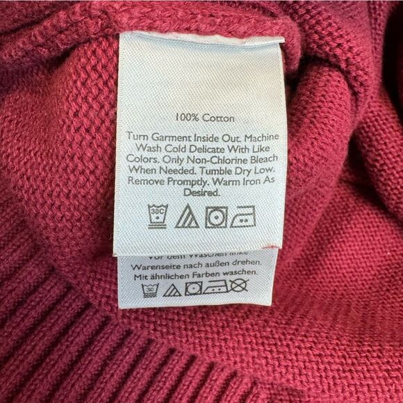 Eddie Bauer Men's Quarter Zipper Ribbed Sweater Garnet Red LT L LG Large TALL - Picture 8 of 11